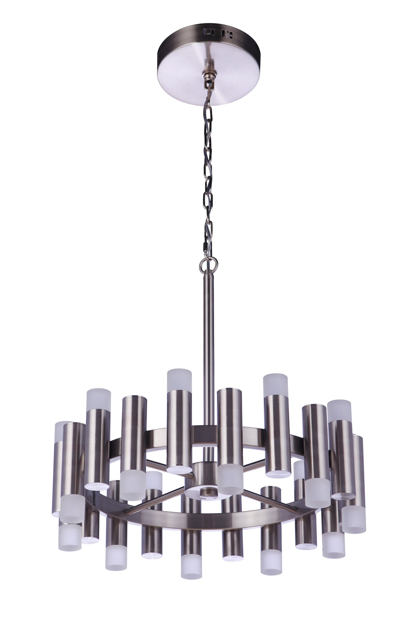 ##Antique Hardware## Simple Lux 20 Light LED Chandelier in Brushed Polished Nickel