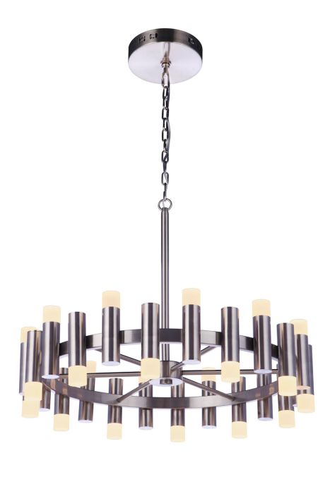 ##Antique Hardware## Simple Lux 24 Light LED Chandelier in Brushed Polished Nickel