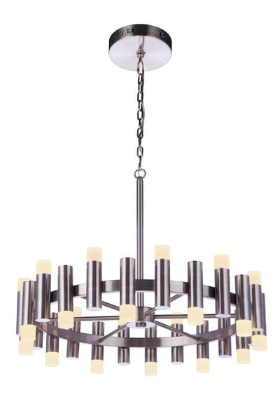 ##Antique Hardware## Simple Lux 24 Light LED Chandelier in Brushed Polished Nickel