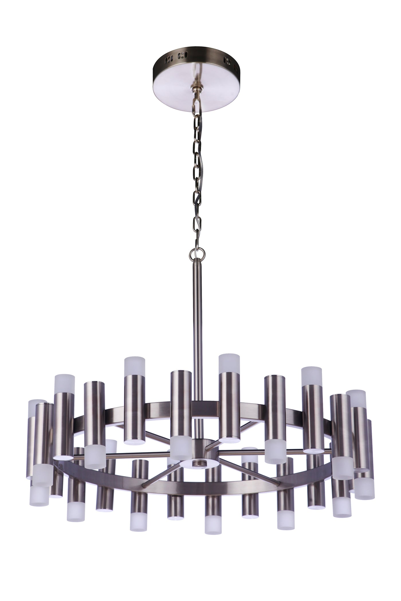 ##Antique Hardware## Simple Lux 24 Light LED Chandelier in Brushed Polished Nickel