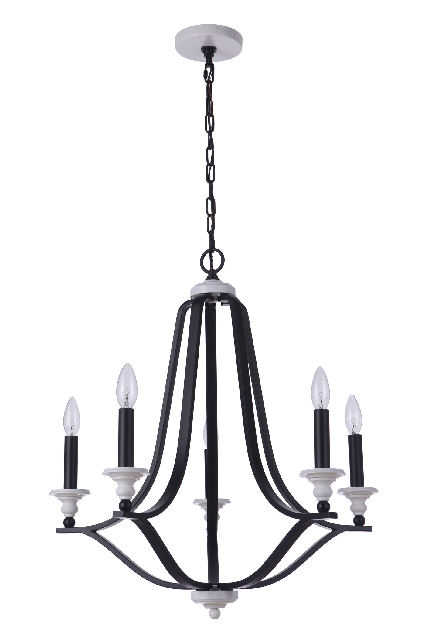 Antique Hardware Esme 5 Light Chandelier in Flat Black/Matte White Chandelier