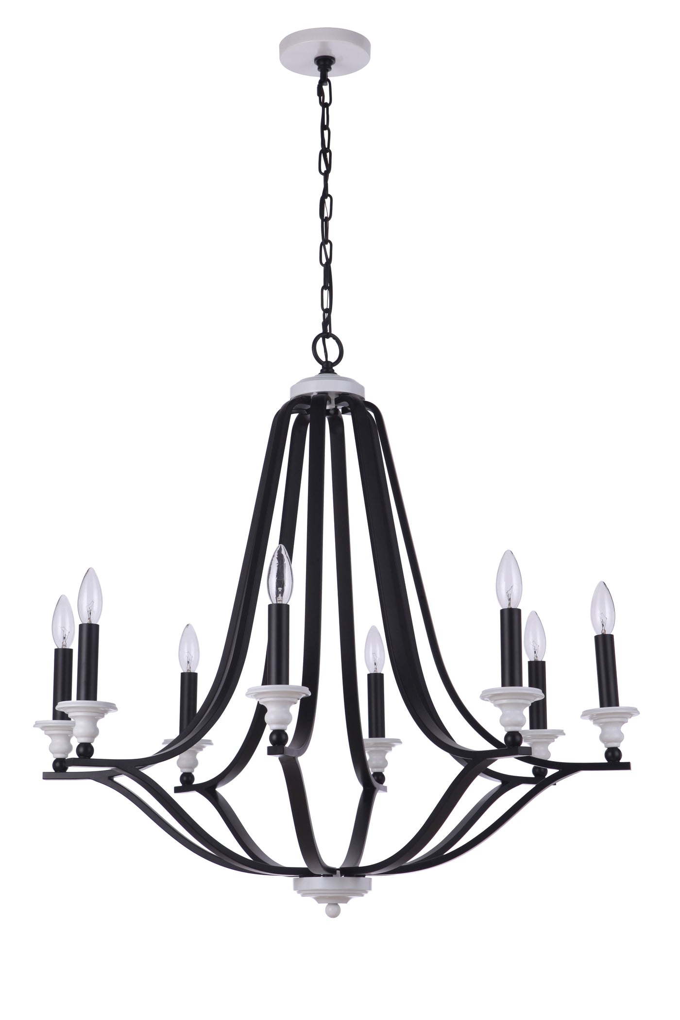 Antique Hardware Esme 8 Light Chandelier in Flat Black/Matte White Chandelier