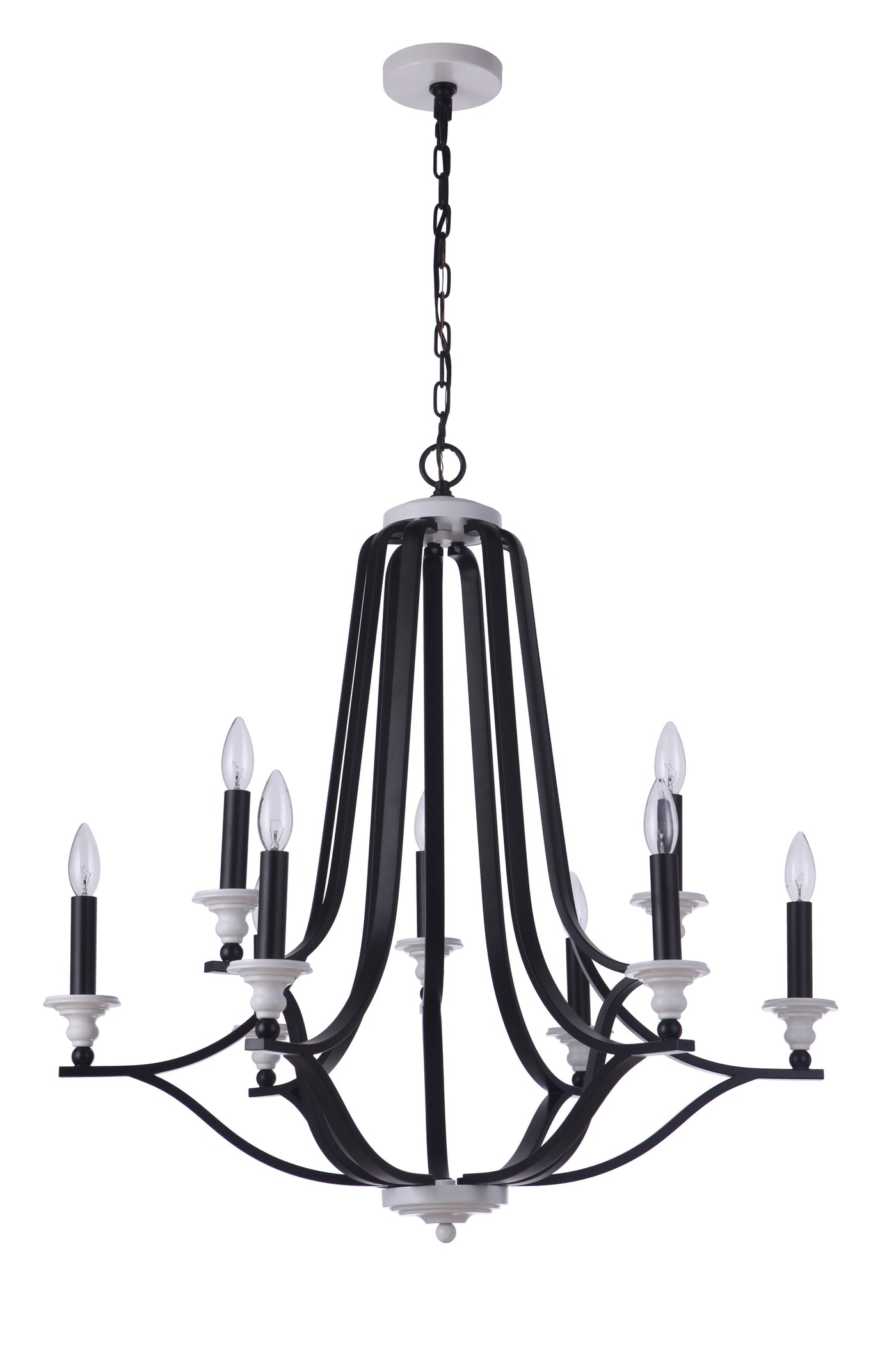 Antique Hardware Esme 9 Light Chandelier in Flat Black/Matte White Chandelier