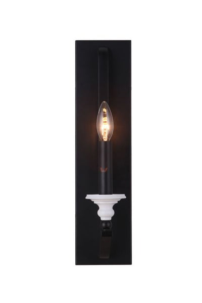 Antique Hardware Esme 1 Light Sconce in Flat Black/Matte White Wall Sconce