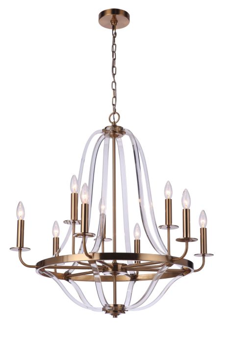 Antique Hardware Graclyn 9 Light Chandelier in Satin Brass Chandelier