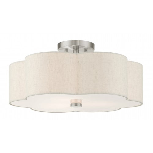 Antique Hardware 3 Light Brushed Nickel Semi Flush Semi Flush