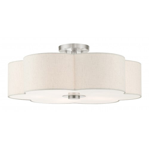 Antique Hardware 5 Light Brushed Nickel Semi Flush Semi Flush