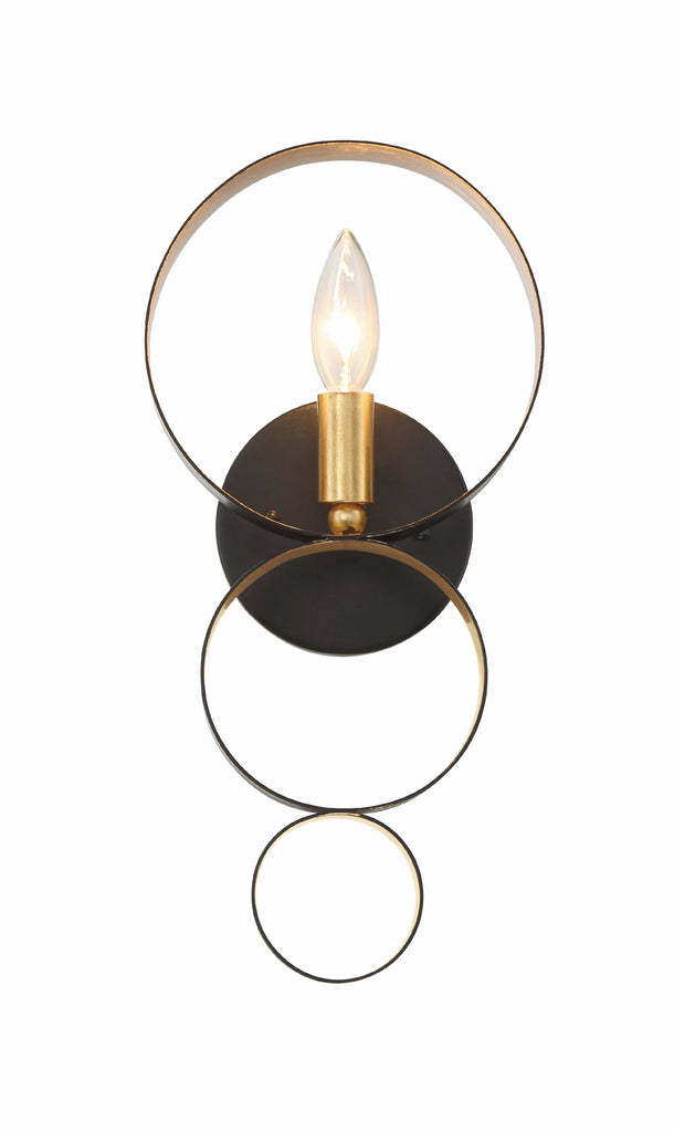 ##Antique Hardware## Luna 1 Light English Bronze + Antique Gold Sphere Sconce