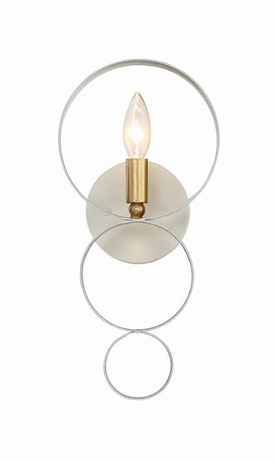 ##Antique Hardware## Luna 1 Light Matte White + Antique Gold Sphere Sconce