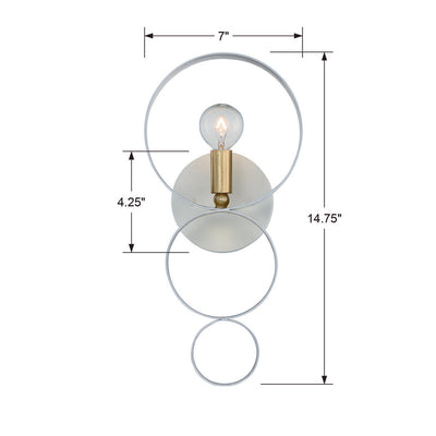 ##Antique Hardware## Luna 1 Light Matte White + Antique Gold Sphere Sconce