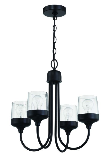 ##Antique Hardware## Wrenn 4 Light Chandelier in Flat Black