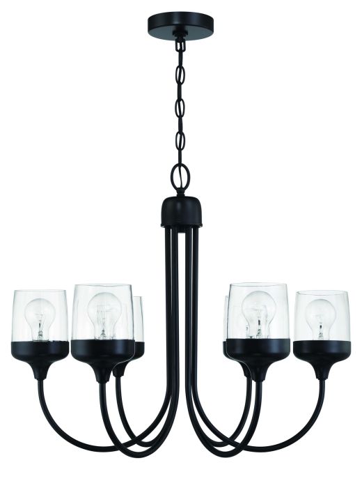 ##Antique Hardware## Wrenn 6 Light Chandelier in Flat Black