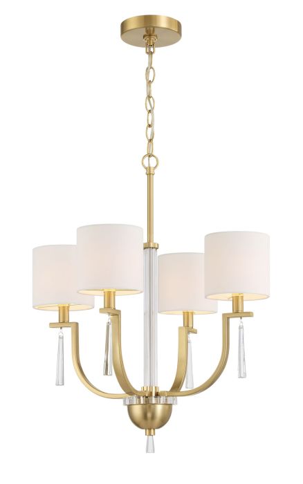 Antique Hardware Fortuna 4 Light Chandelier in Satin Brass Chandelier