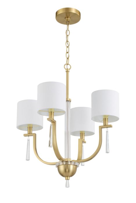 Antique Hardware Fortuna 4 Light Chandelier in Satin Brass Chandelier