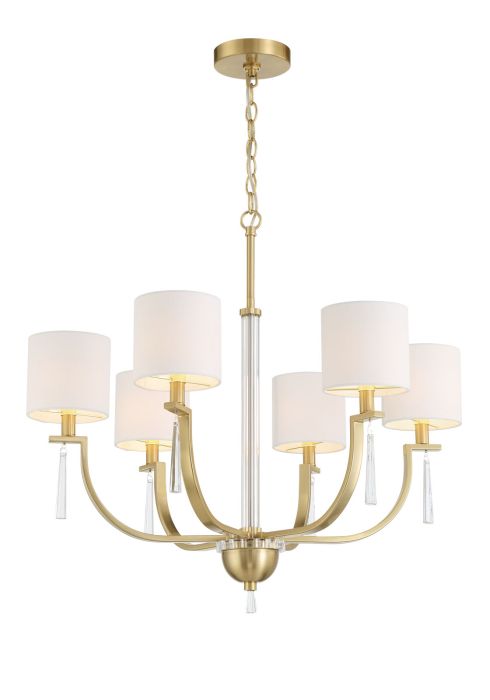 Antique Hardware Fortuna 6 Light Chandelier in Satin Brass Chandelier