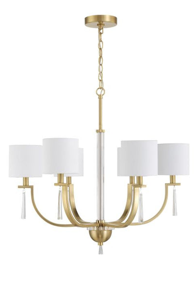 Antique Hardware Fortuna 6 Light Chandelier in Satin Brass Chandelier