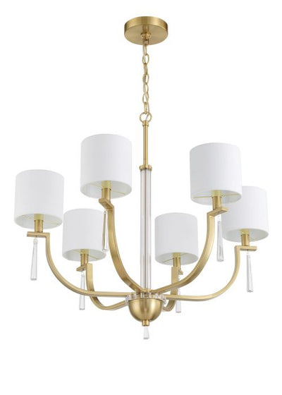 Antique Hardware Fortuna 6 Light Chandelier in Satin Brass Chandelier