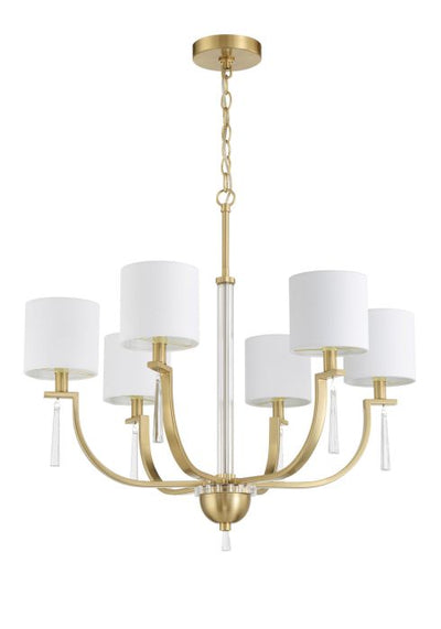 Antique Hardware Fortuna 6 Light Chandelier in Satin Brass Chandelier