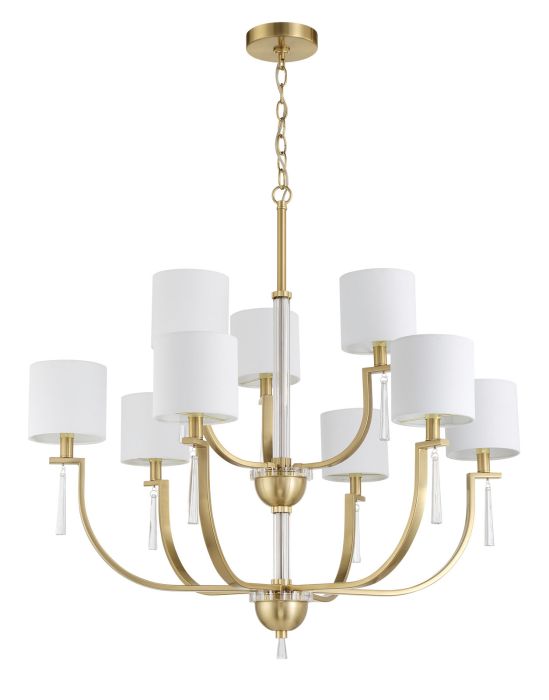 Antique Hardware Fortuna 9 Light Chandelier in Satin Brass Chandelier