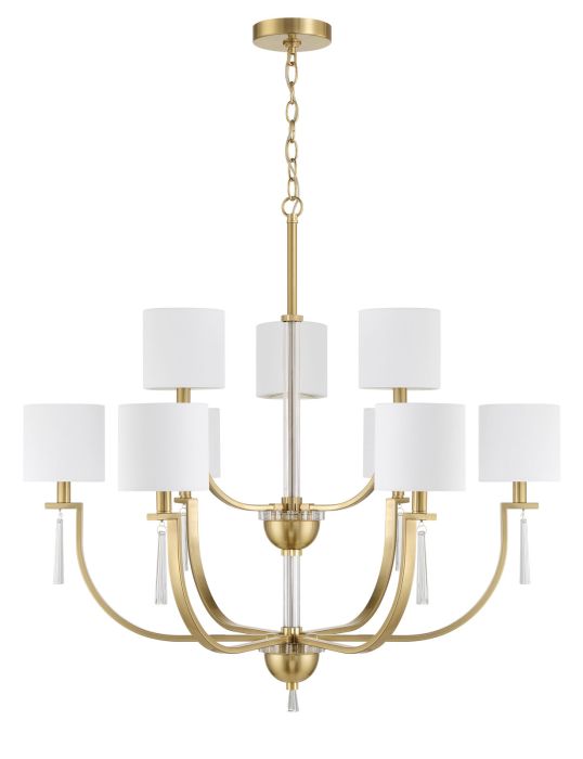 Antique Hardware Fortuna 9 Light Chandelier in Satin Brass Chandelier