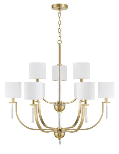 Antique Hardware Fortuna 9 Light Chandelier in Satin Brass Chandelier