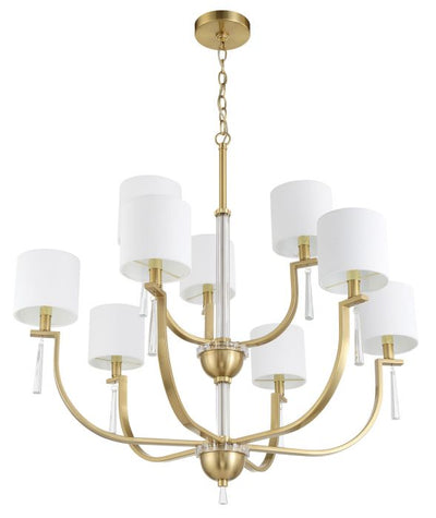 Antique Hardware Fortuna 9 Light Chandelier in Satin Brass Chandelier