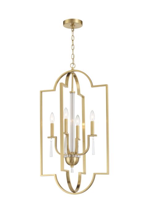 Antique Hardware Fortuna 4 Light Foyer in Satin Brass Pendant