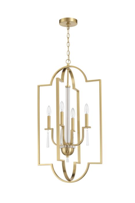 Antique Hardware Fortuna 4 Light Foyer in Satin Brass Pendant