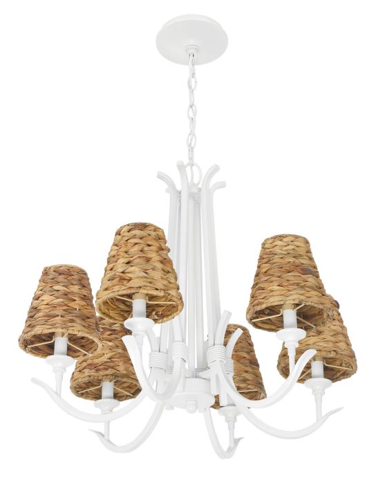 ##Antique Hardware## Kokomo 6 Light Chandelier in Matte White