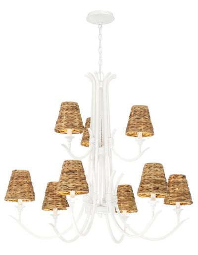 ##Antique Hardware## Kokomo 9 Light Chandelier in Matte White