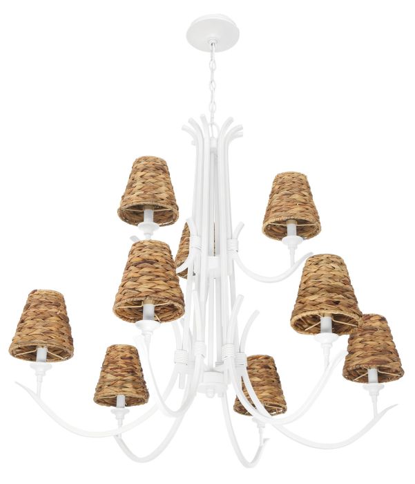 ##Antique Hardware## Kokomo 9 Light Chandelier in Matte White