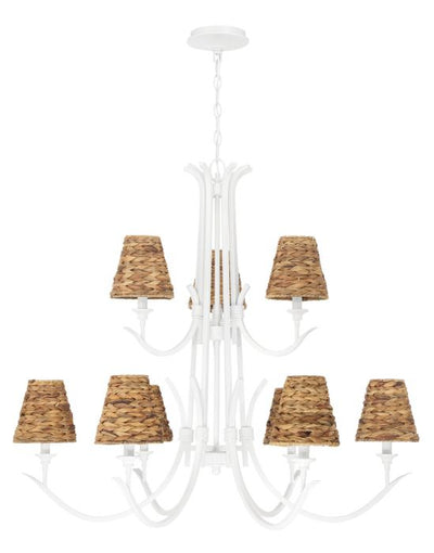 ##Antique Hardware## Kokomo 9 Light Chandelier in Matte White