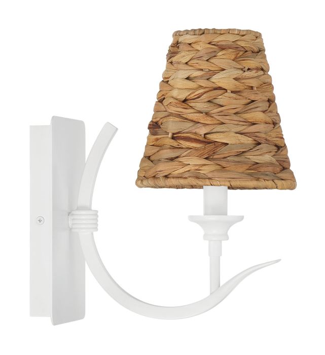 ##Antique Hardware## Kokomo 1 Light Wall Sconce in Matte White