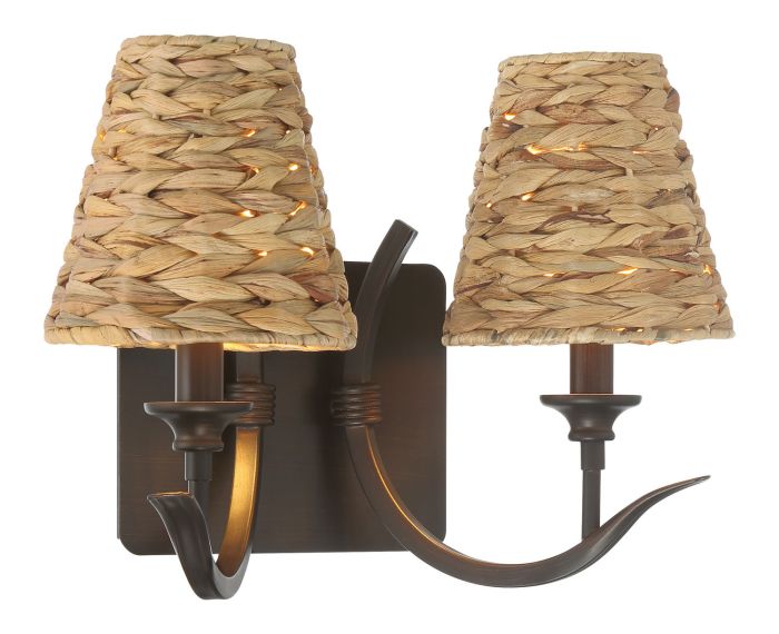 ##Antique Hardware## Kokomo 2 Light Wall Sconce in Aged Bronze Brushed