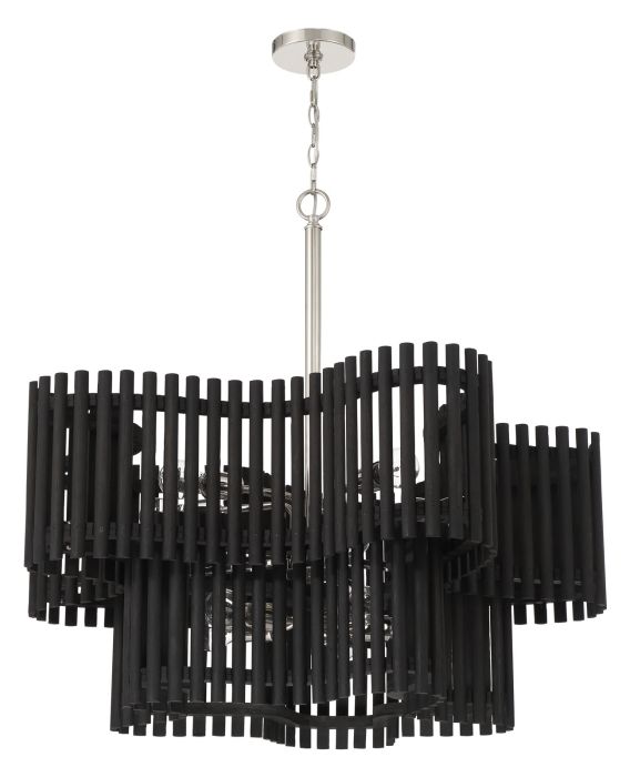 Antique Hardware Freeform 10 Light Chandelier in Polished Nickel/Black Walnut Chandelier