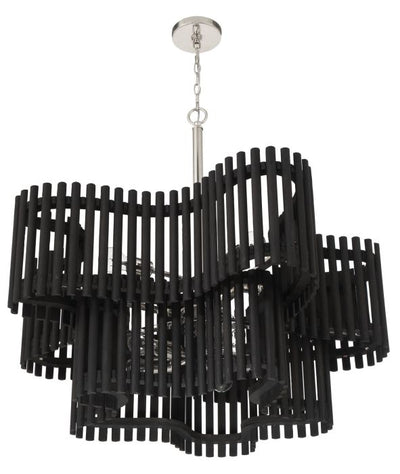 Antique Hardware Freeform 10 Light Chandelier in Polished Nickel/Black Walnut Chandelier