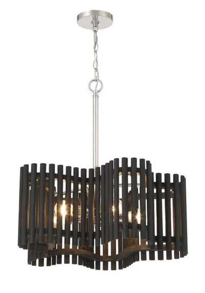 Antique Hardware Freeform 5 Light Medium Chandelier in Polished Nickel/Black Walnut Chandelier