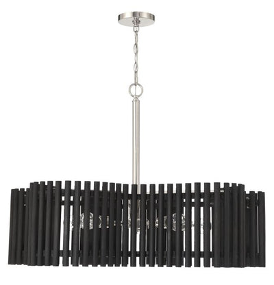 Antique Hardware Freeform 5 Light Large Chandelier in Polished Nickel/Black Walnut Chandelier