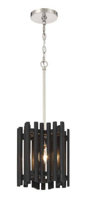 Antique Hardware Freeform 1 Light Pendant in Polished Nickel/Black Walnut Pendant