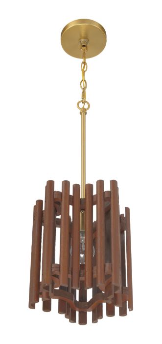 Antique Hardware Freeform 1 Light Pendant in Satin Brass/Walnut Pendant