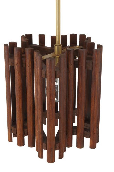 Antique Hardware Freeform 1 Light Pendant in Satin Brass/Walnut Pendant