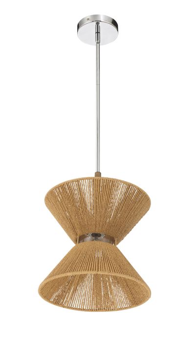 ##Antique Hardware## Serena 1 Light Pendant in Chrome/Walnut