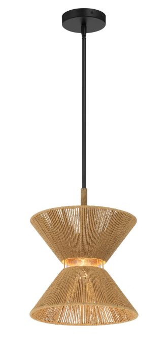 ##Antique Hardware## Serena 1 Light Pendant in Flat Black/Walnut