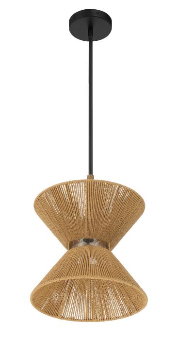 ##Antique Hardware## Serena 1 Light Pendant in Flat Black/Walnut