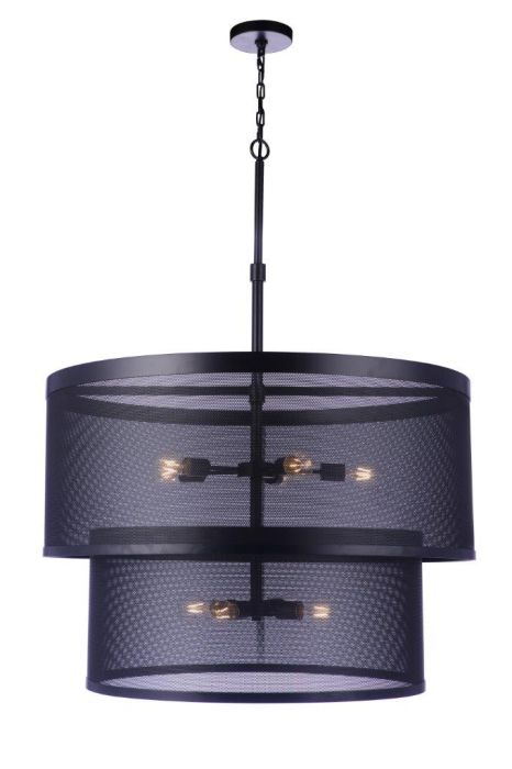 ##Antique Hardware## Mesh 9 Light Pendant in Flat Black