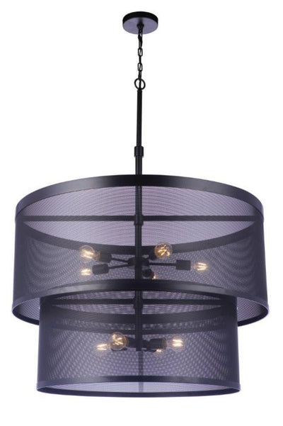 ##Antique Hardware## Mesh 9 Light Pendant in Flat Black