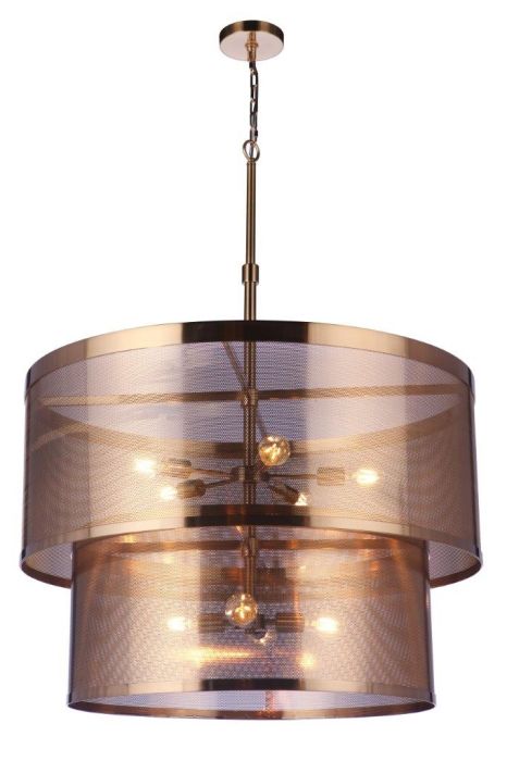 ##Antique Hardware## Mesh 9 Light Pendant in Satin Brass