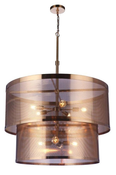 ##Antique Hardware## Mesh 9 Light Pendant in Satin Brass