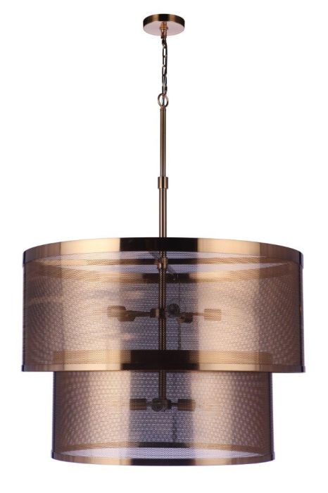 ##Antique Hardware## Mesh 9 Light Pendant in Satin Brass