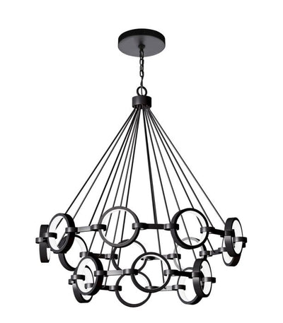 Antique Hardware Context 15 Light LED Chandelier in Flat Black Chandelier